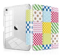 MEEgoodo Case for iPad A16 11th Generation 2025/10th Generation 2022, Glitter Tablet Cases with Transparent Acrylic Back+Trifold Stand +Pencil Holder+Auto Wake/Sleep,Checked & Striped & Wave