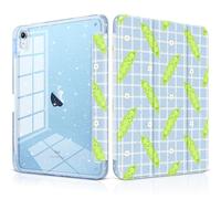 MEEgoodo Case for iPad A16 11th Generation 2025/10th Generation 2022, Glitter Tablet Cases with Transparent Acrylic Back+Trifold Stand +Pencil Holder+Auto Wake/Sleep,Cute Peas & Happy Faces