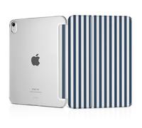 MEEgoodo Case for iPad Air 11-inch M3 (2025) / M2 (2024),Case for iPad Air 5th/4th Generation 10.9 inch 2022 2020, Tablet Cover with Silk Texture & PC Clear Back Cover, Navy Blue Stripes