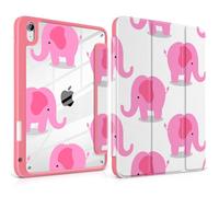 MEEgoodo Case for iPad Air 11 inch M3 2025 / M2 2024,for iPad Air 5th / 4th Generation Case 10.9 inch 2022/2020, Tablet Cover with Acrylic Transparent Back Shell, Pink Elephant