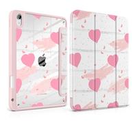 MEEgoodo Case for iPad Air 11 inch M3 2025 / M2 2024,for iPad Air 5th / 4th Generation Case 10.9 inch 2022/2020, Tablet Cover with Acrylic Transparent Back Shell, Watercolor Hearts & Grunge Elements