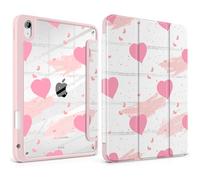 MEEgoodo Case for iPad Air 11 inch M3 2025 / M2 2024,for iPad Air 5th / 4th Generation Case 10.9 inch 2022/2020, Tablet Cover with Acrylic Transparent Back Shell, Watercolor Hearts & Grunge Elements