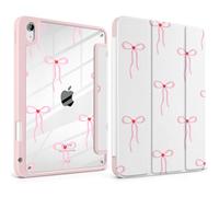 MEEgoodo Case for iPad Air 11 inch M3 2025 / M2 2024,for iPad Air 5th / 4th Generation Case 10.9 inch 2022/2020, Tablet Cover with Acrylic Transparent Back Shell, Bows & Little Hearts