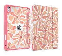 MEEgoodo Case for iPad Air 11 inch M3 2025 / M2 2024,for iPad Air 5th / 4th Generation Case 10.9 inch 2022/2020, Tablet Cover with Acrylic Transparent Back Shell, Cute Retro Groovy Flowers