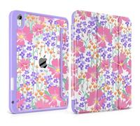 MEEgoodo Case for iPad Air 11 inch M3 2025 / M2 2024,for iPad Air 5th / 4th Generation Case 10.9 inch 2022/2020, Tablet Cover with Acrylic Transparent Back Shell, Cute Pastel Flowers