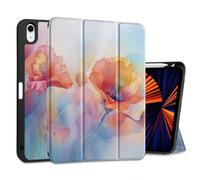 MEEgoodo Case for iPad Air 11 inch (M4) 2026/(M3) 2025/(M2) 2024, Cover for iPad Air 5th Generation/iPad Air 4th Generation 10.9 inch 2022 2020, Tablet Cases with Pencil Holder, Field Rainbow Poppies