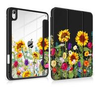 MEEgoodo Case for iPad Air 11 inch M4 2026/M3 2025/M2 2024, for iPad Air 5th/4th Generation Case 10.9 inch 2022/2020, Tablet Cover with Acrylic Transparent Back Shell, Sunflowers