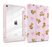 MEEgoodo Case for iPad Air 11 inch M4 2026/M3 2025/M2 2024, for iPad Air 5th/4th Generation Case 10.9 inch 2022/2020, Tablet Cover with Acrylic Transparent Back Shell, Bear & Cute Ribbon