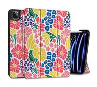 MEEgoodo Case for iPad Pro 12.9 Case M2 6th/5th/4th/3rd Generation 2022 2021 2020 2018, Protective Tablet Cover with Soft Back Shell for Kids, Groovy Flower