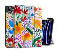 MEEgoodo Case for iPad Pro 12.9 Case M2 6th/5th/4th/3rd Generation 2022 2021 2020 2018, Protective Tablet Cover with Soft Back Shell for Kids, Small Ditsy Mix Flowers