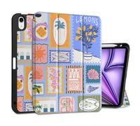 MEEgoodo Case for M3/M2 iPad Air 11 inch 2025/2024,Case for iPad Air 5th Generation/iPad Air 4th Generation 10.9 inch 2022 2020, Tablet Cover with Soft TPU Back Shell, Summer Stamps