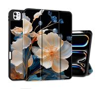 MEEgoodo Case for M4 iPad Pro 11 inch Case 2024, Tablet Cover with Trifold Stand & Pencil Holder & Auto Wake/Sleep & Soft TPU Back Cover, Beautiful Fractal