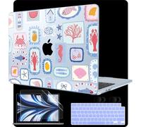 MEEgoodo Case for M4/M3/M2 MacBook Air 13.6 inch Case 2025 2024 2022, Fit Model A3240/A3113/A2681, Laptop Hard Shell with Keyboard Cover Compatible with MacBook Air 13 inch, Marine Stamps Pattern