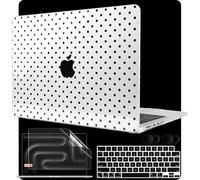 MEEgoodo Case for M4 MacBook Pro 16 inch Case 2024 2023 2021, Fit Model A3403/A3186/A2991/A2780/A2485 M3 M2 M1 Pro/Max Chip, Laptop Hard Shell Cases with Keyboard & Camera Cover,Poka Dot Black