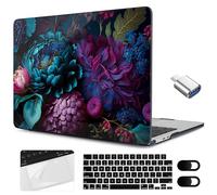 MEEgoodo Case for MacBook Air 15 inch M4/M3/M2 2025 2024 2023, Case Fit Model (A3241/A3114/A2941) for MacBook Air 15-inch, Laptop with Keyboard & Camera Cover & OTG Adapter, Beautiful Fantasy Flower