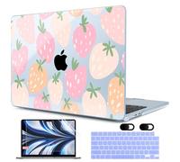 MEEgoodo Case for MacBook Air M4/M3/M2 13.6 inch 2025 2024 2022, Fit Model A3240 A3113 A2681, Compatible with MacBook Air 13 inch, Laptop Hard Shell Case with Keyboard Cover, Cute Drawn Strawberries