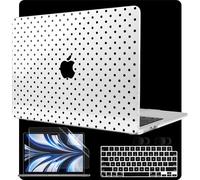 MEEgoodo Case for MacBook Air M4/M3/M2 13.6 inch 2025 2024 2022, Fit Model A3240 A3113 A2681, Compatible with MacBook Air 13 inch, Laptop Hard Shell Case with Keyboard Cover, Poka Dot Black