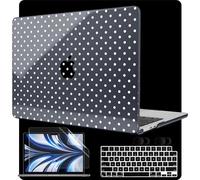 MEEgoodo Case for MacBook Air M4/M3/M2 13.6 inch 2025 2024 2022, Fit Model A3240 A3113 A2681, Compatible with MacBook Air 13 inch, Laptop Hard Shell Case with Keyboard Cover, White Polka Dot
