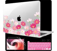 MEEgoodo Case for MacBook Pro 13 inch Case 2022 2021 2020 New A2338 M2/M1 A2251 A2289, Laptop Hard Shell with Keyboard & Camera Cover Compatible with 13 inch MacBook Pro, Bright Pink Flowers