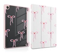 MEEgoodo Case for Samsung Galaxy Tab A9 Plus 11 inch Cover 2023 with S Pen Holder, Tablet Case with Transparent Acrylic Back Shell + Trifold Stand + Auto Wake/Sleep,Bows & Little Hearts