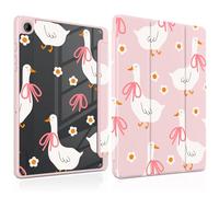 MEEgoodo Case for Samsung Galaxy Tab A9 Plus 11 inch Cover 2023 with S Pen Holder, Tablet Case with Transparent Acrylic Back Shell + Trifold Stand + Auto Wake/Sleep,Goose Farm & Bows