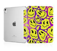 MEEgoodo for iPad A16 11th Generation Case 2025 11 inch, Tablet Cases for iPad 10th Generation 2022, Tablet Cover with Silk Texture & PC Clear Back Cover, Funny Melt Smiley Faces