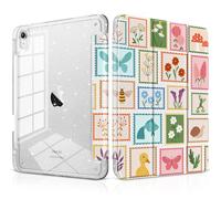 MEEgoodo for iPad Air 11 inch Case M4 2026/M3 2025/M2 2024, Case for iPad Air 5th/4th Gen 2022/2020, Glitter Tablet Cover with Clear Acrylic Back+Pencil Holder+Auto Wake/Sleep,Post Stamps with Natura