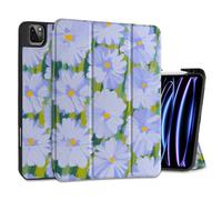MEEgoodo for iPad Pro 12.9 Case M2 6th/5th/4th/3rd Generation 2022 2021 2020 2018 with Pencil Holder, Tablet Cover with Soft TPU Back Shell, Flowers Botanical Paintings