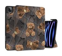 MEEgoodo for iPad Pro 12.9 Case M2 6th/5th/4th/3rd Generation 2022 2021 2020 2018 with Pencil Holder, Tablet Cover with Soft TPU Back Shell, Cute Little Bear
