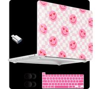 MEEgoodo for M2 MacBook Pro 13 inch Case 2022 2021 2020,Crystal Cover Fit Model A2338 M2/M1 A2251 A2289,Clear Case for 13.3-inch Laptop,Hard Shell for MacBook Pro M2, Checkered Pink Hearts
