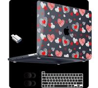 MEEgoodo for M2 MacBook Pro 13 inch Case 2022 2021 2020,Crystal Cover Fit Model A2338 M2/M1 A2251 A2289,Clear Case for 13.3-inch Laptop,Hard Shell for MacBook Pro M2, Red & White Hearts