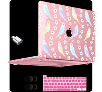 MEEgoodo for M2 MacBook Pro 13 inch Case 2022 2021 2020,Crystal Cover Fit Model A2338 M2/M1 A2251 A2289,Clear Case for 13.3-inch Laptop,Hard Shell for MacBook Pro M2, Cute Parakeets
