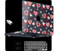 MEEgoodo for M4 MacBook Pro 14 inch Case 2024 2023 2021, Clear Case Fit Model A3112/A3401/A3185/A2918/A2992/A2779/A2442 M3 M2 M1 Pro/Max, Red & White Hearts