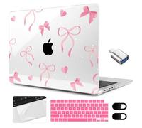 MEEgoodo for M4 MacBook Pro 14 inch Case 2024 2023 2021, Laptop Hard Shell Cases Fit Model A3112/A3401/A3185/A2918/A2992/A2779/A2442 for M3 M2 M1 Pro/Max,Pink Ribbons Bows