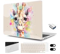 MEEgoodo for MacBook Air 13.3 inch Case 2021 2020 2019 2018 A2337 M1 A2179 A1932, Clear Case for MacBook Air M1, Hard Shell with Keyboard Webcam Cover & Trackpad Film & Type C Adapter,Giraffe