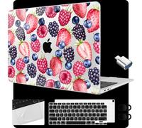 MEEgoodo for MacBook Air 13.3 inch Case 2021 2020 2019 2018 A2337 M1 A2179 A1932, Laptop Shell for MacBook Air M1 with Keyboard Webcam Cover & Trackpad Film & Type C Adapter,Fresh Berries Pattern