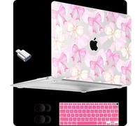 MEEgoodo for MacBook Air 13 inch Case 2021 2020 2019 2018, Cover Fit Model A2337 M1 A2179 A1932, Clear Case for 13.3-inch Laptop, Hard Shell Cases for MacBook Air M1, White & Pink Bows
