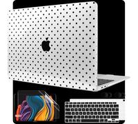 MEEgoodo for MacBook Air 13 inch Case 2021 2020 2019 2018 Released A2337 M1 A2179 A1932 with Touch ID, Plastic Hard Shell & Keyboard Cover Compatible with MacBook Air Case 13.3,Poka Dot Black