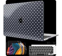 MEEgoodo for MacBook Air 13 inch Case 2021 2020 2019 2018 Released A2337 M1 A2179 A1932 with Touch ID, Plastic Hard Shell & Keyboard Cover Compatible with MacBook Air Case 13.3,White Polka Dot