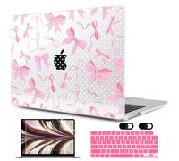 MEEgoodo for MacBook Air 13 inch Case 2021 2020 2019 2018 Released A2337 M1 A2179 A1932 with Touch ID, Plastic Shell Compatible with MacBook Air Case 13.3, White Polka Dots&Cute Bows
