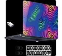 MEEgoodo for MacBook Air 15 inch Case (M4/M3/M2) 2025 2024 2023, Cover Fit Model(A3241/A3114/A2941) for 15.3-inch Laptop, Clear Shell with TPU Keyboard & Webcam Cover, Abstract Ripple