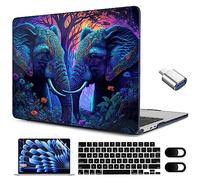 MEEgoodo for MacBook Air M2 Case 2023 Release A2941 with M2 Chip, Clear Case for MacBook Air 15 inch, Laptop Hard Shell Cases with Keyboard Cover & Webcam Cover & Screen Protector, Elephants