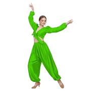 MEEK MERCERY BY KF Belly Dance Harem Pant & Ruffle Top Two-Piece Costume Set S-5XL | Women's Full Outfit for Tribal Fusion, Stage & Plus Size (41 Colours)