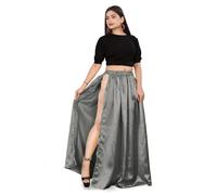 MEEK MERCERY BY KF Belly Dancing Side Slit A line Skirt for Women and Girls Belly Dance Skirt S1 Gray