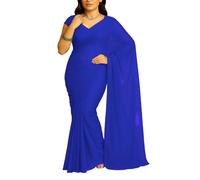 MEEK MERCERY BY KF Chiffon Saree for Women | Indian Ethnic Wear Bollywood Style Plain Sari | Solid Colour Festive & Party Drape | 30 Colours, One Size