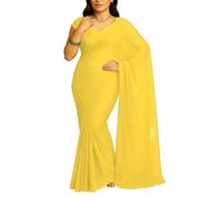 MEEK MERCERY BY KF Chiffon Saree for Women | Indian Ethnic Wear Bollywood Style Plain Sari | Solid Colour Festive & Party Drape | 30 Colours, One Size