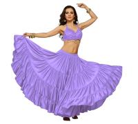 MEEK MERCERY BY KF Satin Belly Dance Skirt - 25-Yard 4-Tier Maxi with Elastic Waistband - One Size - Flowy Performance Costume for Stage, Bollywood, Tribal, Cosplay & Festival Wear - 41 Colours