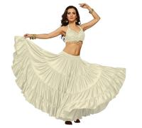 MEEK MERCERY BY KF Satin Belly Dance Skirt - 25-Yard 4-Tier Maxi with Elastic Waistband - S to 5XL -One Size S4
