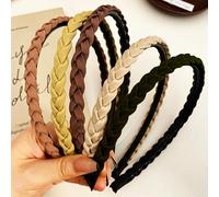 Meekest 5 Pack Braided Headbands for Women Head Bands for Women's Hair Wide Hairband Non slip Thick Headband with Teeth Twisted Boho Hair Accessories - Beige/Yellow/Khaki/Brown/Coffee