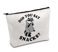 Meeko Raccoon Gift Raccoon Did You Say Snacks Makeup Bag Magic Kingdom Gift Raccoon Lover Gift Funny Raccoon Zipper Pouch, white, Snacks